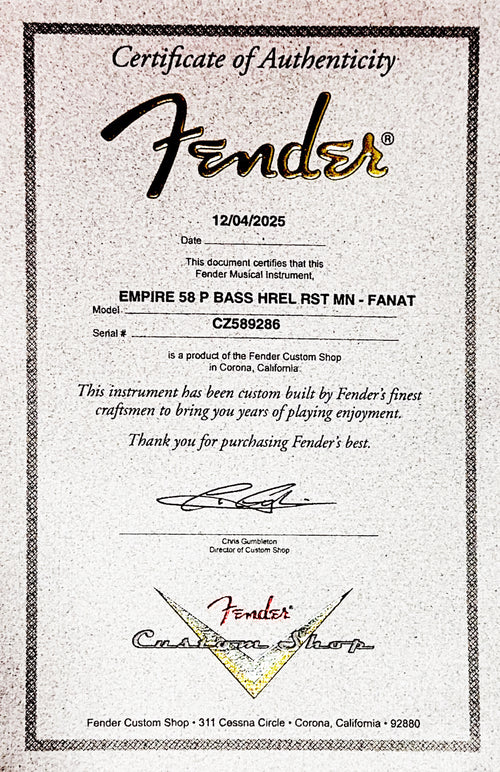 Fender Custom Shop Empire 58 Precision Bass Heavy Relic - Faded Aged Natural #89286