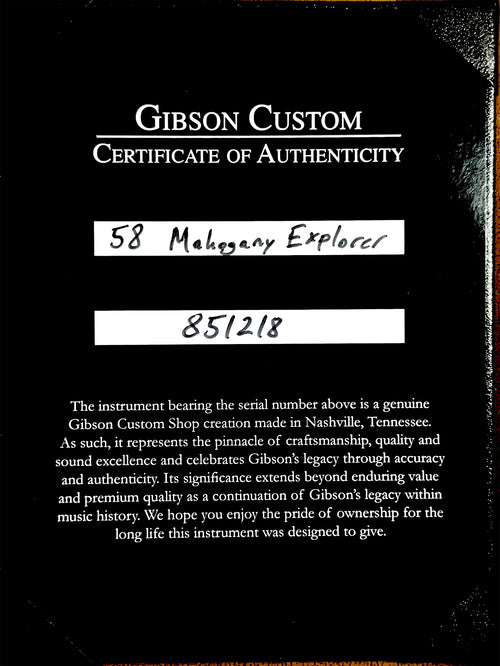 Gibson Custom 1958 Mahogany Explorer VOS - Antique Natural #51218