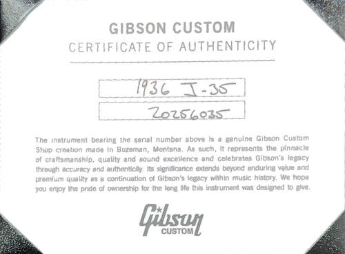 Gibson Custom Shop 1936 J-35 - Vintage Sunburst #56035