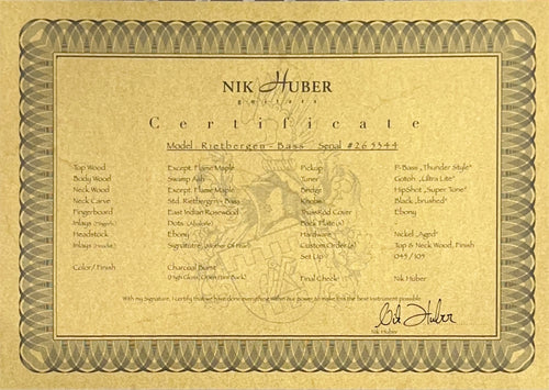 Nik Huber Rietbergen Bass - Charcoal Burst #65344