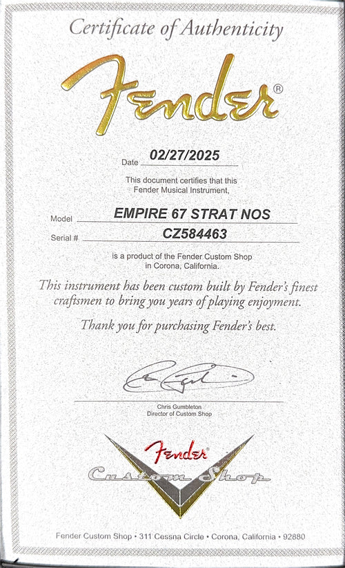 Fender Custom Shop Empire '67 Stratocaster NOS - Teal Green Metallic #84463 (Open Box)