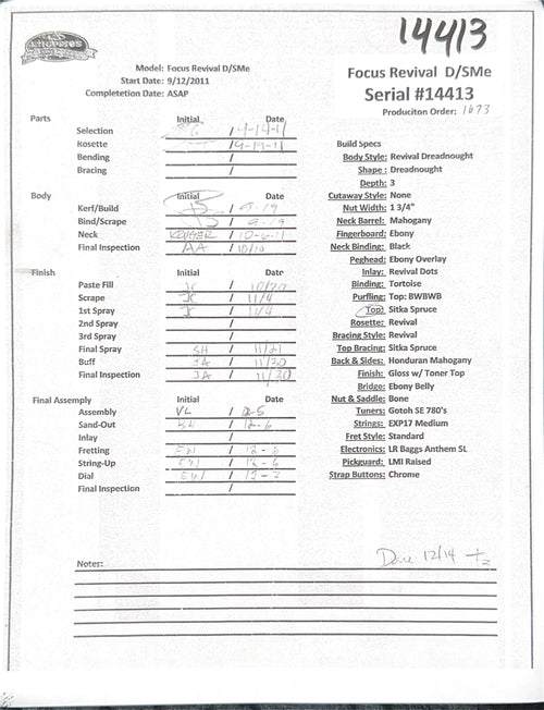 Used Breedlove Custom Shop Focus Revival D-SME (2011) #14413 with Original Hard Case