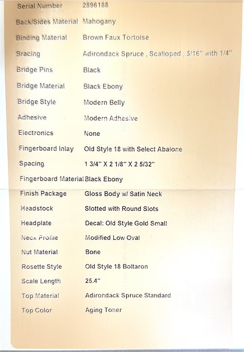 Used Martin Custom Shop 0000-18 12-Fret (2024) #96188 with Original Hard Case