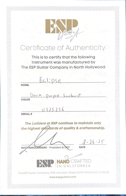ESP Eclipse USA - Dark Purple Sunburst #25256