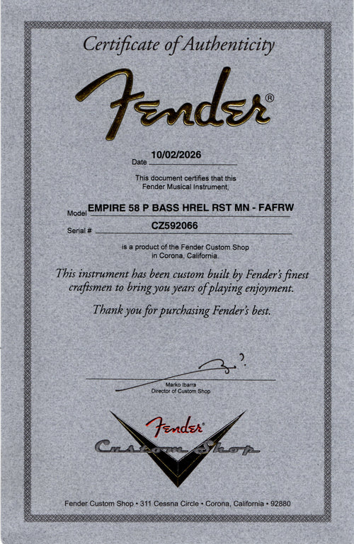Fender Custom Shop Empire '58 Precision Bass Heavy Relic - Faded Aged Frost White #92066