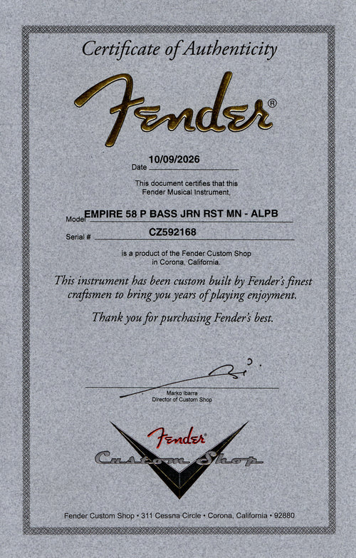 Fender Custom Shop Empire 58 Precision Bass Journeyman Relic - Aged Lake Placid Blue #92168