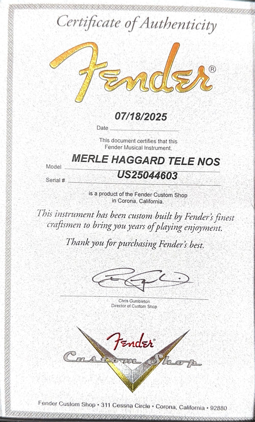 Fender Custom Shop Merle Haggard Telecaster NOS - 2-Color Sunburst #44603