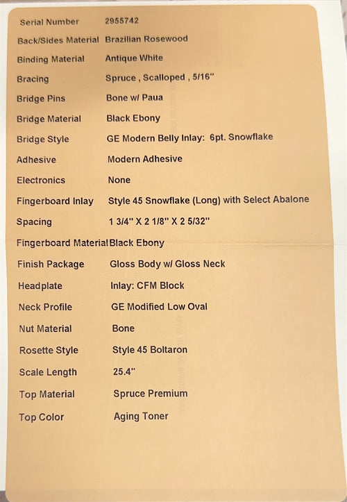 Martin Custom Shop D-42 Style Brazilian Rosewood #55742 (Empire Music Spec)