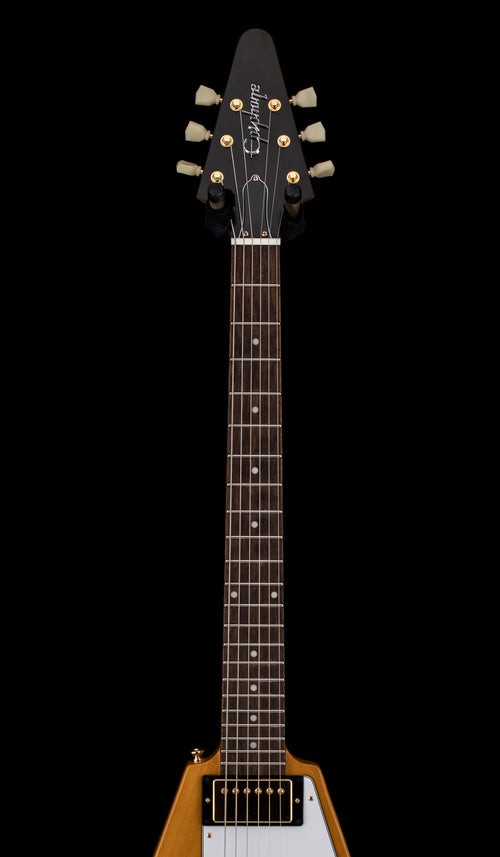 Used Epiphone 1958 Korina Flying V (2024) - Aged Natural #24764 with Original Hard Case