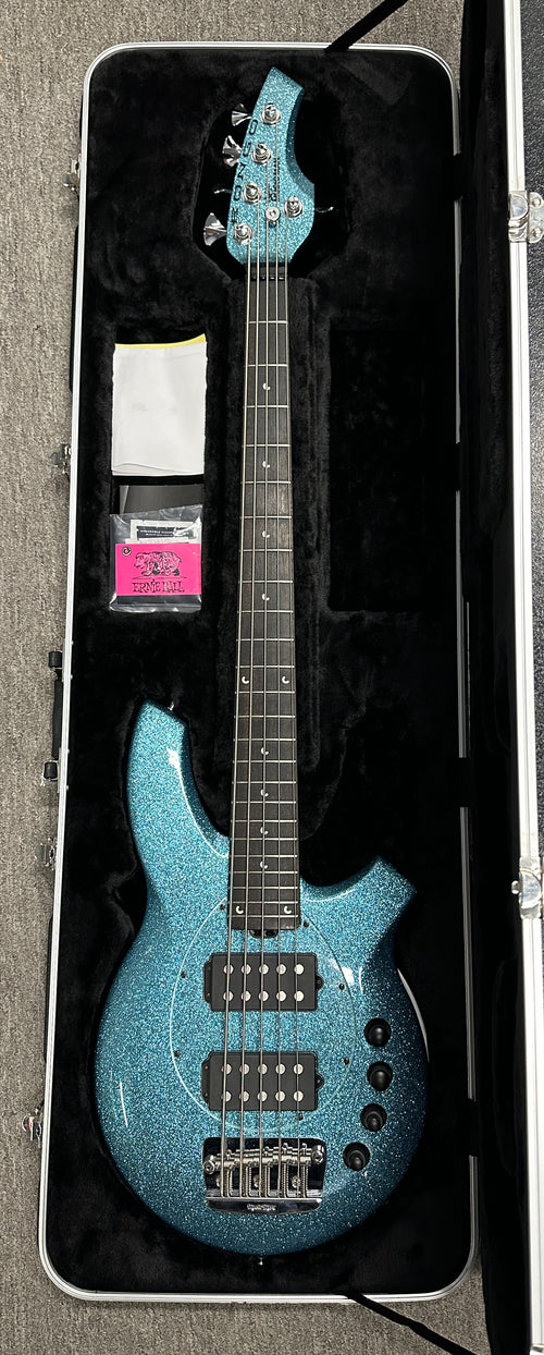 Used Ernie Ball Music Man Bongo 5 HH (2019) - Aqua Sparkle #86146 with Original Hard Case