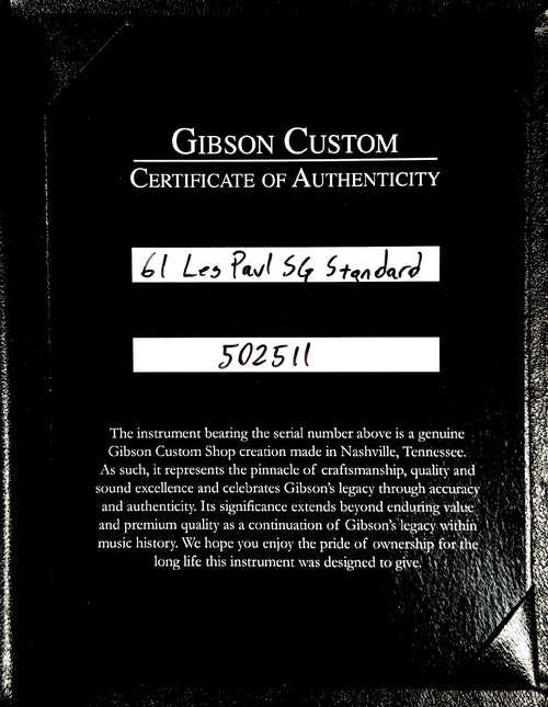 Used Gibson Custom Shop 1961 Les Paul SG Standard Reissue (2025) - Cherry Red #02511 with Original Hard Case