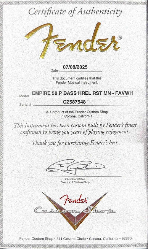 Fender Custom Shop Empire 58 Precision Bass Heavy Relic - Faded Aged Vintage White #87548