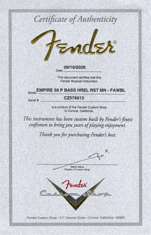 Fender Custom Shop Empire '58 Precision Bass Heavy Relic - Faded Aged White Blonde #78913
