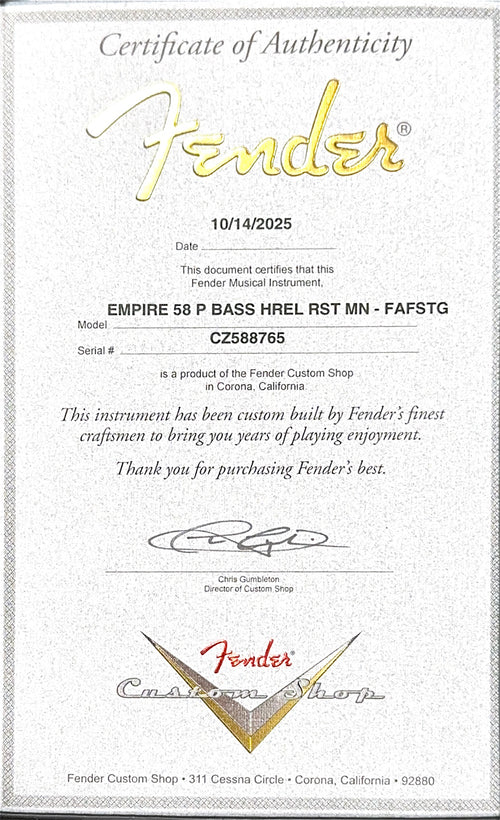 Fender Custom Shop Empire 58 Precision Bass Heavy Relic - Faded Aged Frost Gold #88765