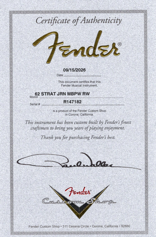 Fender Custom Shop Masterbuilt Paul Waller 1962 Stratocaster HSS Journeyman Relic - Jade Mist Metallic #47182