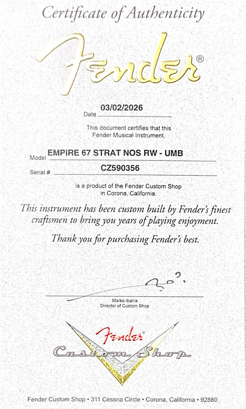 Fender Custom Shop Empire 67 Stratocaster NOS - Ultra Marine Blue #90356