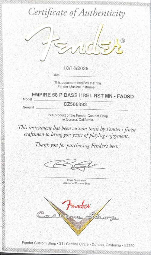 Fender Custom Shop Empire 58 Precision Bass Heavy Relic - Faded Aged Desert Sand #86992