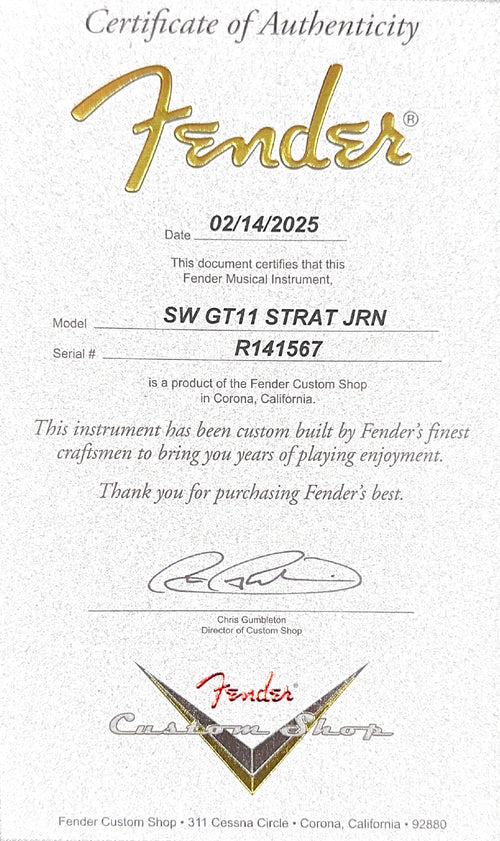 Used Fender Custom Shop Sweetwater GT11 Stratocaster Journeyman Relic (2025) - Olympic White/3-Color Sunburst #41567 with Original Hard Case