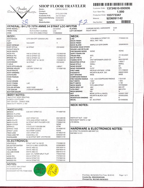 Fender Custom Shop Limited Edition 70th Anniversary 1954 Stratocaster Journeyman Relic - Wide Fade 2 Tone Sunburst #5206