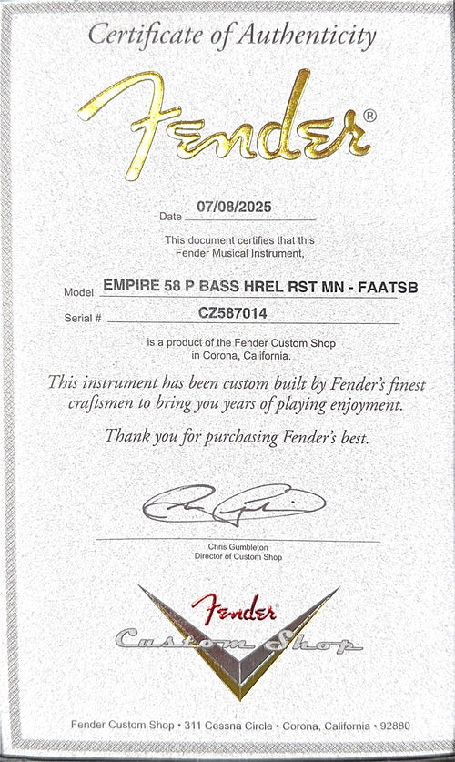 Fender Custom Shop Empire 58 Precision Bass Heavy Relic - Faded Aged Antique Burst #87014