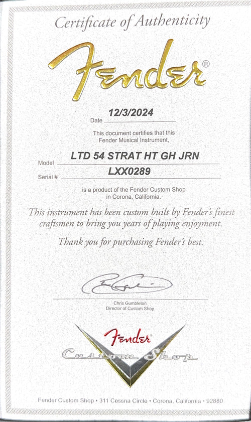 Fender Custom Shop Limited Edition 1954 Hardtail Stratocaster Journeyman Relic - India Ivory #0289