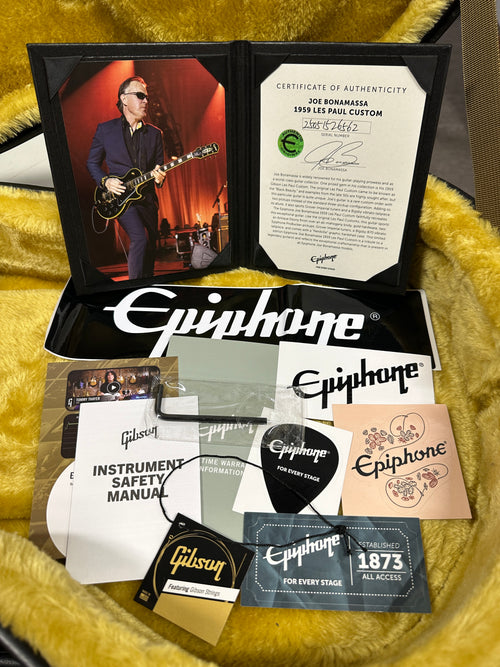 Used Epiphone Joe Bonamassa 1959 Les Paul Custom (2025) - Antique Ebony #26562 with Original Hard Case