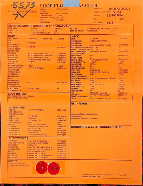 Used Fender Custom Shop Artisan Cocobolo Top Stratocaster (2018) #35574 with Original Hard Case