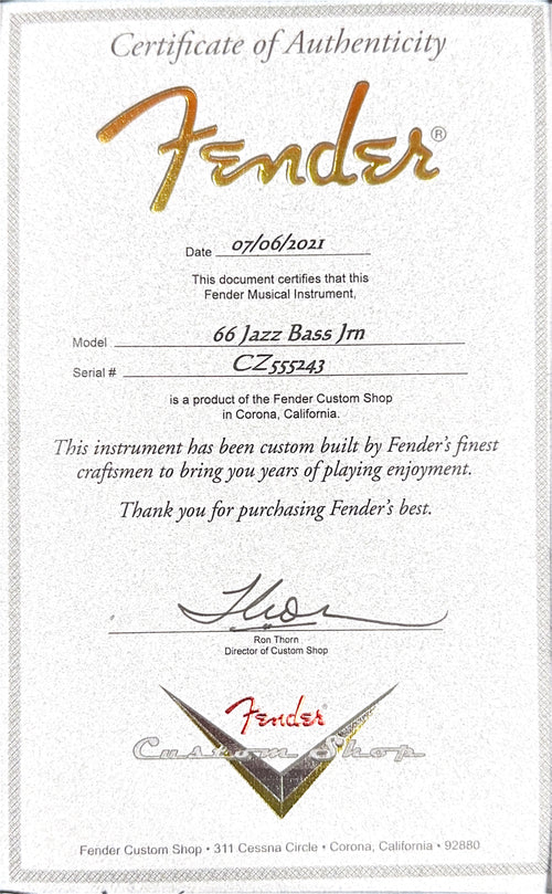 Used Fender Custom Shop 1966 Jazz Bass Journeyman Relic (2021) - Aged Daphne Blue with Original Hard Case