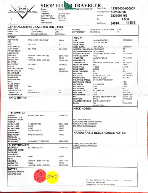 Used Fender Custom Shop 1966 Jazz Bass Journeyman Relic (2021) - Aged Daphne Blue with Original Hard Case