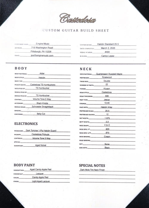 Castedosa Guitars Halcón Standard - Aged Candy Apple Red #490