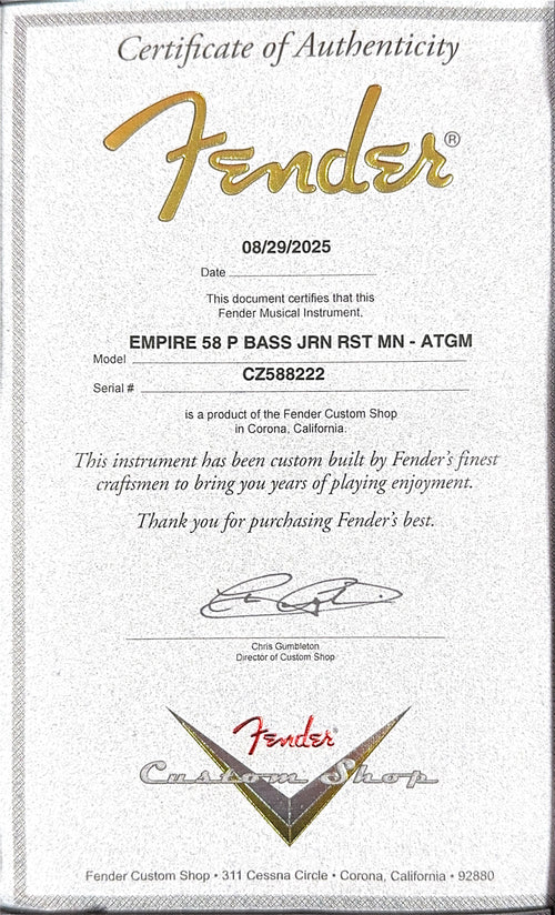 Fender Custom Shop Empire 58 Precision Bass Journeyman Relic - Aged Teal Green Metallic #88222