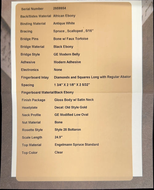 Martin Custom Shop 000-28 Style Engelmann Spruce/African Ebony #59954 (Empire Music Spec)