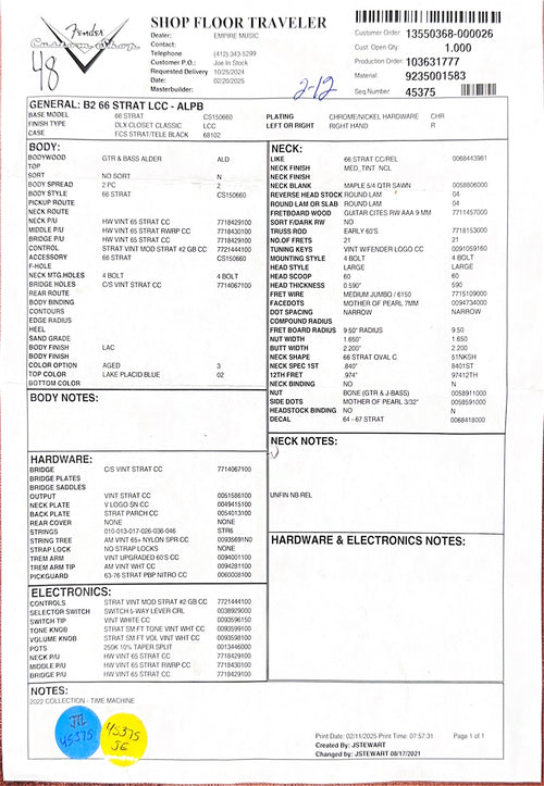 Fender Custom Shop 66 Stratocaster Deluxe Closet Classic - Aged Lake Placid Blue #84638