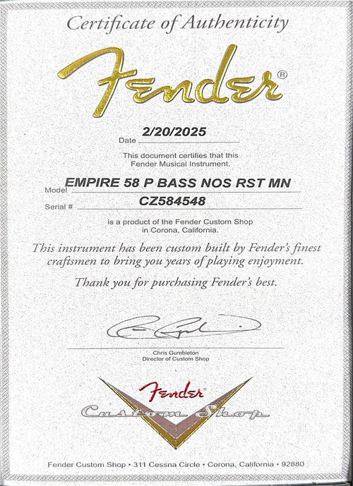 Fender Custom Shop Empire '58 Precision Bass NOS - Seafoam Green Sparkle #84548