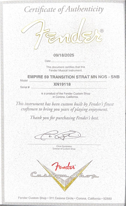 Fender Custom Shop Empire 59 Transition Stratocaster NOS - Sonic Blue #19118