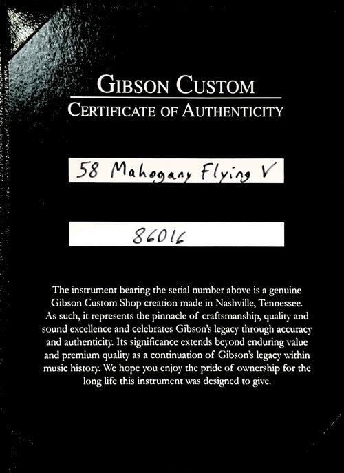 Gibson Custom Shop 1958 Mahogany Flying V - Antique Natural #86016