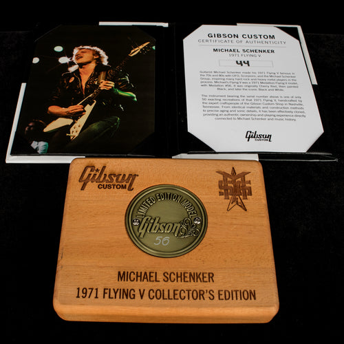 Used Gibson Custom Shop Michael Schenker 1971 Flying V Collector's Edition - Black/White #MSFV44 with Original Hard Case