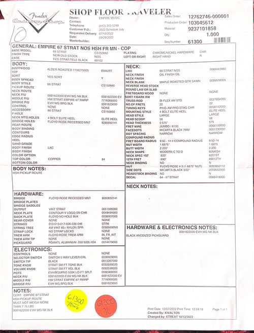 Fender Custom Shop Empire 67 Super Stratocaster HSH Floyd Rose NOS - Copper #15974 (Open Box)