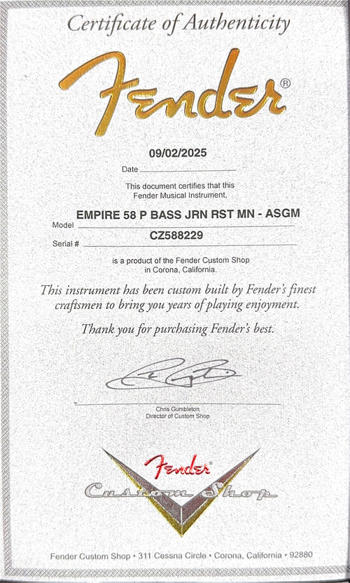 Fender Custom Shop Empire 58 Precision Bass Journeyman Relic - Aged Sage Green Metallic #88229