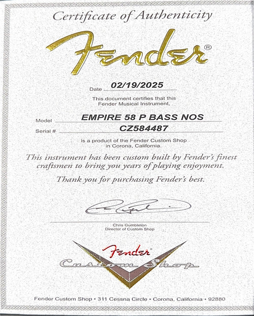 Fender Custom Shop Empire '58 Precision Bass NOS - Sage Green Metallic #84487