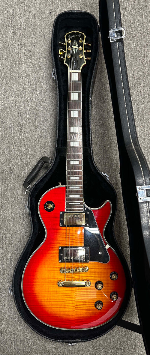Used Epiphone Les Paul Custom Flame Top (2000) - Heritage Cherry Sunburst #62295 with Hard Case
