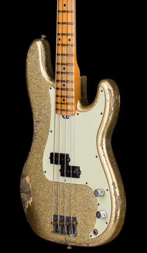 Used Fender Custom Shop Reverse Headstock 60's Precision Bass Heavy Relic (2021) - Gold Sparkle #52016 with Original Hard Case