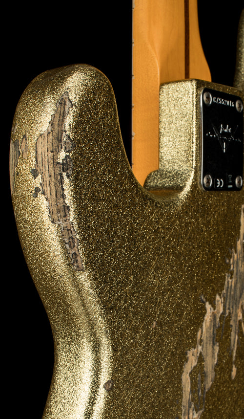 Used Fender Custom Shop Reverse Headstock 60's Precision Bass Heavy Relic (2021) - Gold Sparkle #52016 with Original Hard Case