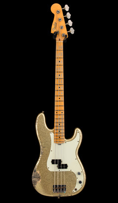 Used Fender Custom Shop Reverse Headstock 60's Precision Bass Heavy Relic (2021) - Gold Sparkle #52016 with Original Hard Case