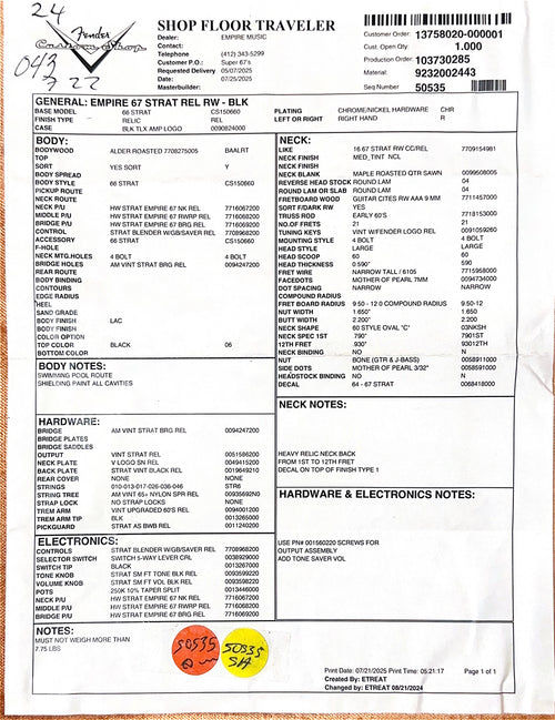 Fender Custom Shop Empire 67 Stratocaster Relic - Black #87862