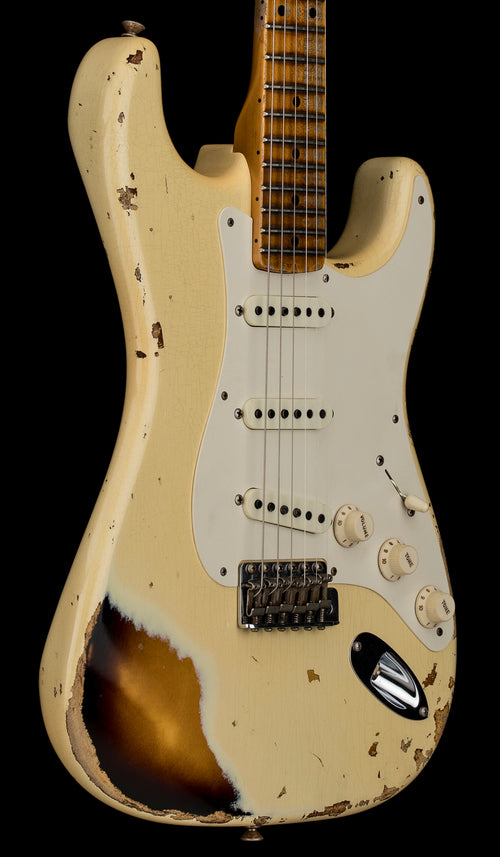Used Fender Custom Shop LTD 1958 Stratocaster Heavy Relic (2018) - Aged Vintage White/2-Color Sunburst #35490 with Original Hard Case