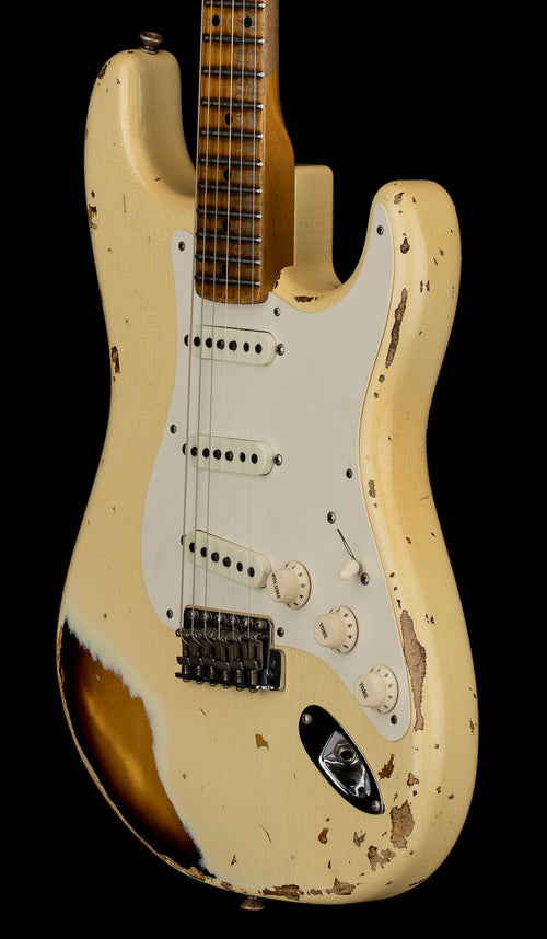 Used Fender Custom Shop LTD 1958 Stratocaster Heavy Relic (2018) - Aged Vintage White/2-Color Sunburst #35490 with Original Hard Case