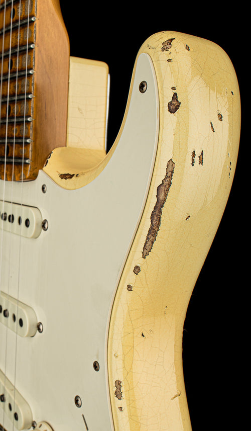 Used Fender Custom Shop LTD 1958 Stratocaster Heavy Relic (2018) - Aged Vintage White/2-Color Sunburst #35490 with Original Hard Case