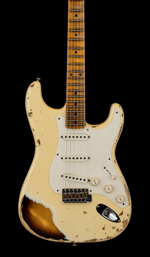 Used Fender Custom Shop LTD 1958 Stratocaster Heavy Relic (2018) - Aged Vintage White/2-Color Sunburst #35490 with Original Hard Case