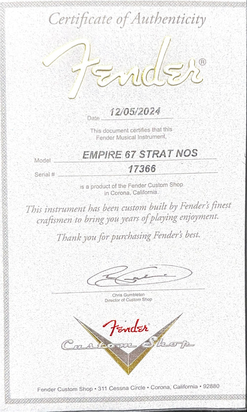 Fender Custom Shop Empire 67 Super Stratocaster HSH Floyd Rose NOS - Taos Turquoise #17366